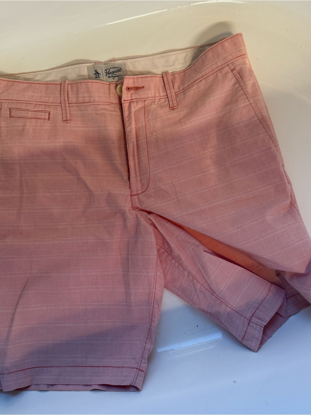Original Penguin Pink Seersucker Chino Shorts